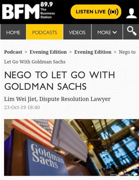 BFM Podcast: Nego To Let Go Of Goldman Sachs – Malaysian Public Law