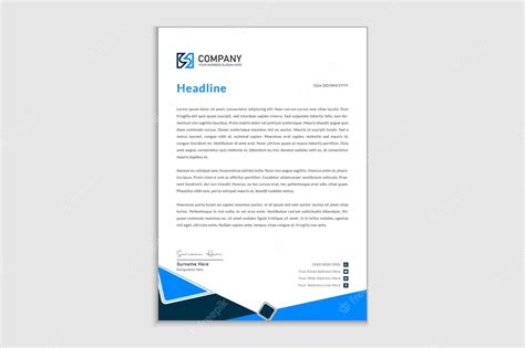 Premium Vector | Professional business blue letterhead template