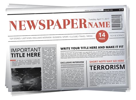 Premium Vector | Tabloid headline template folded newspaper article and photo