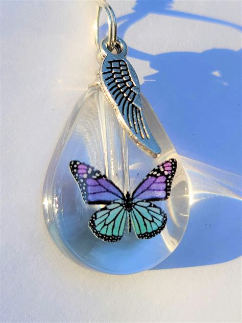 DIY Purple Teal Monarch Butterfly Cremation Jewelry Urn Necklace Sympa – InFusion Glass