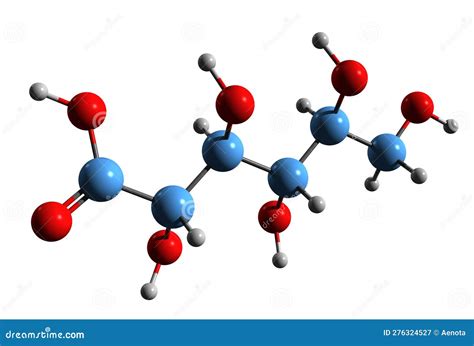 3D Image of Gluconic Acid Skeletal Formula Stock Illustration ...