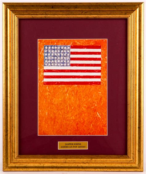 Jasper Johns "Flag On Orange Field" 13.25x15.75 Custom Framed Print ...