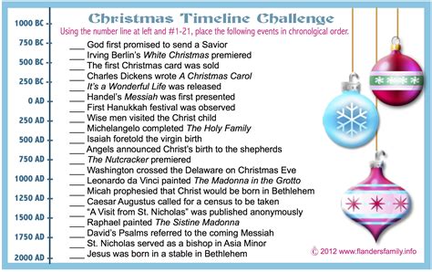 Christmas Timeline Challenge (Free Printable)