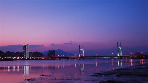 1920x1080 night, taiwan, sky, china, purple, taipei, bridge, city, clouds, river, lights ...