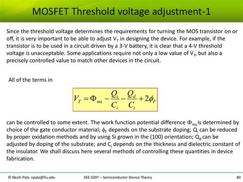 MOSFET Threshold voltage adjustment-1