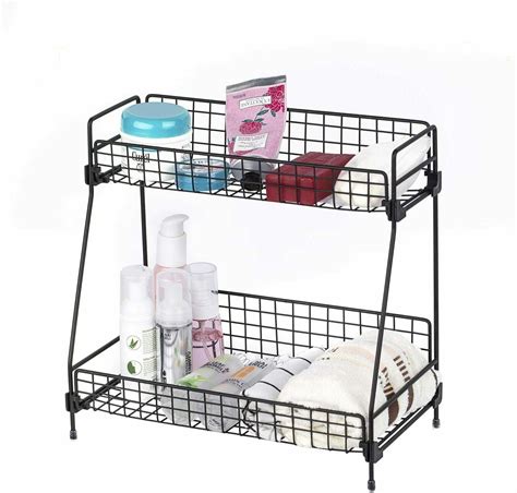MDHAND 2-Tier Metal Bathroom Counter top Organizer, Wire Basket Storage Container Countertop ...