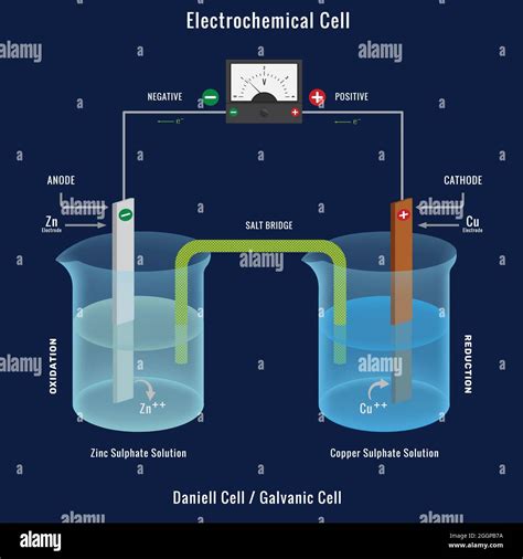 Electrochemical cell or Galvanic cell, The Daniell cell with Voltmeter Stock Photo - Alamy