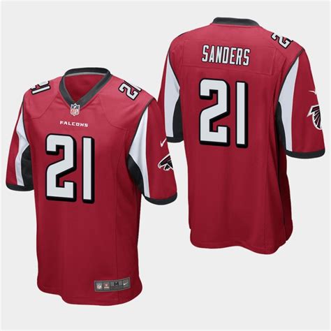 Atlanta Falcons #21 Deion Sanders Red Stitched Game Jersey