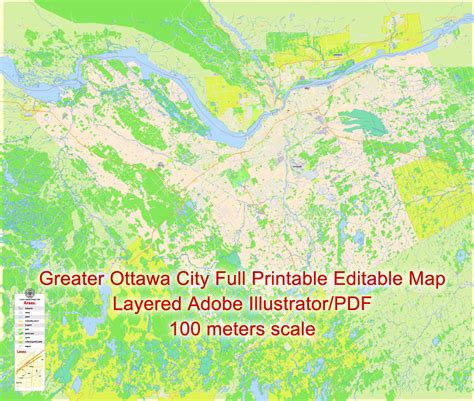 Ottawa Printable Map, City Large Area, Canada, exact Map City Plan ...