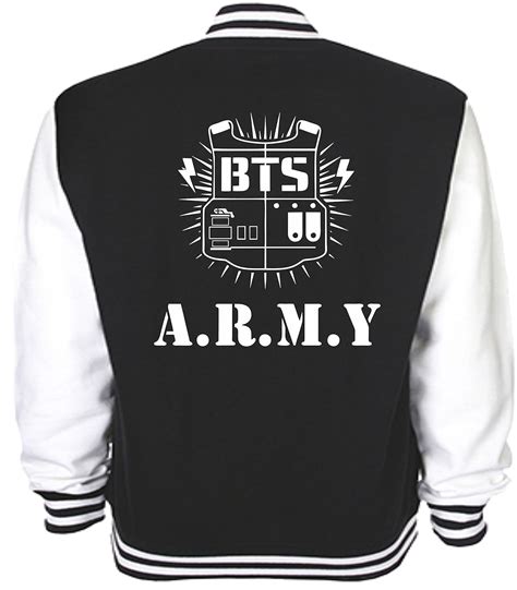 BTS Army Logo Varsity Jacket K-Pop Bangtan Boys Korean (Medium): Amazon.co.uk: Clothing