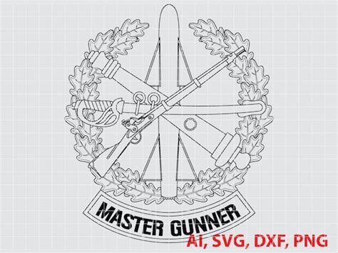 Master Gunner Badge Seal Logo Custom Digital Ai Vector | Etsy