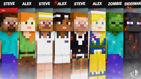 Minecraft Steve - All Skins, Victory Poses, Attacks & Palutena's ...