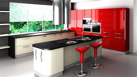1366x768px | free download | HD wallpaper: white and red wooden kitchen cabinet, indoors ...