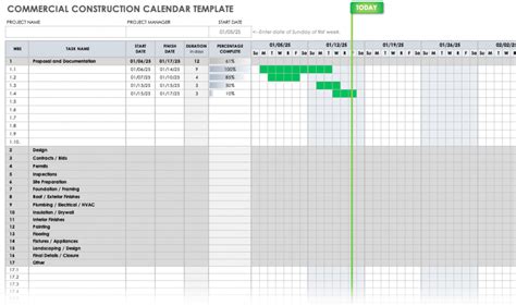 Free Construction Calendar Templates | Smartsheet