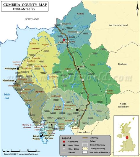 Cumbria County Map | Map of Cumbria County, England