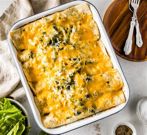 Sue Sue's Creamy Chicken and Spinach Enchiladas - Healthy Little Peach