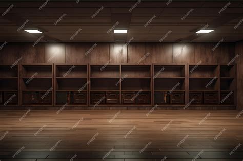 Premium AI Image | an empty basement with a wall of built in storage ...