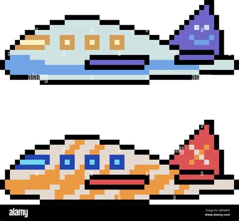 vector pixel art plane isolated Stock Vector Image & Art - Alamy