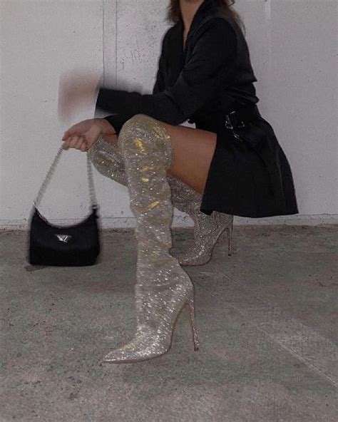 Glitter Diamond Boots | Fashion, Party outfit, Boots