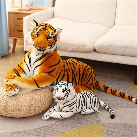 1.1m Lifelike Plush Tiger Toy Perfect Birthday Or Cat Christmas ...