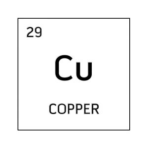 Black and white element cell for copper. | Copper periodic table, Science symbols, Element symbols