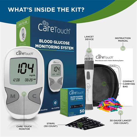 Care Touch Diabetes Testing Kit - Blood Glucose Monitor, 50 Blood ...