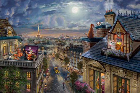 The Aristocats – Love Under the Moon by Thomas Kinkade Studios – CV Art and Frame