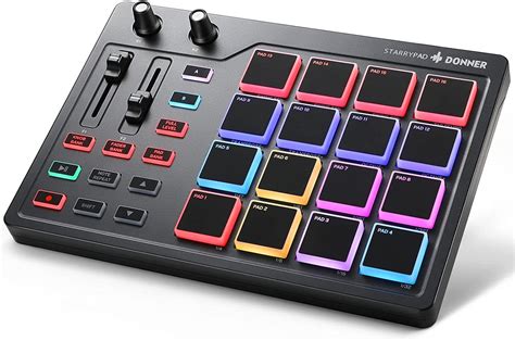 Donner MIDI Pad Beat Maker with 16 Beat Pads, 2 Assignable Fader ...