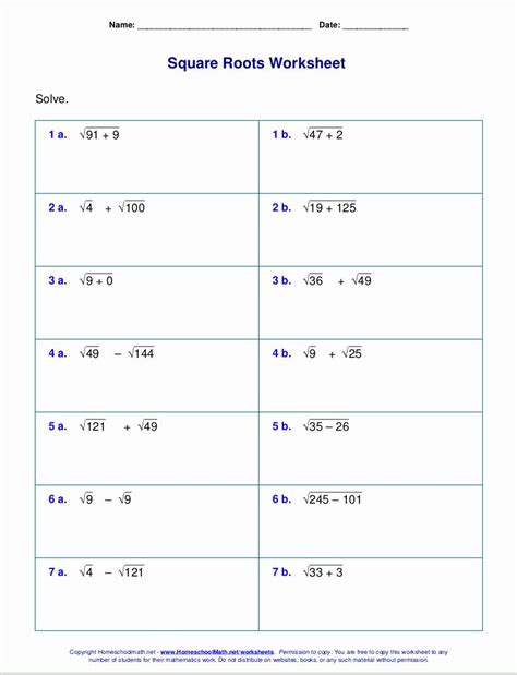 Square Root Worksheet Pdf – Pro Worksheet