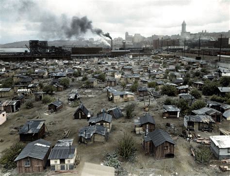 Hooverville, Seattle 1937 - One of many shanty towns that sprang up across th... | Rebrn.com