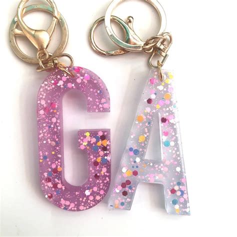 Resin Large Initial Keychain - Etsy