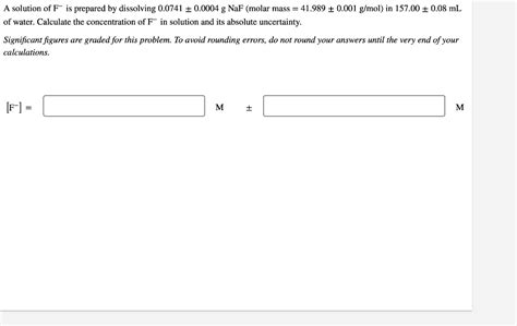 Solved A solution of F−is prepared by dissolving | Chegg.com