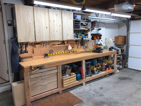 Finally finished my garage workbench build! : r/woodworking