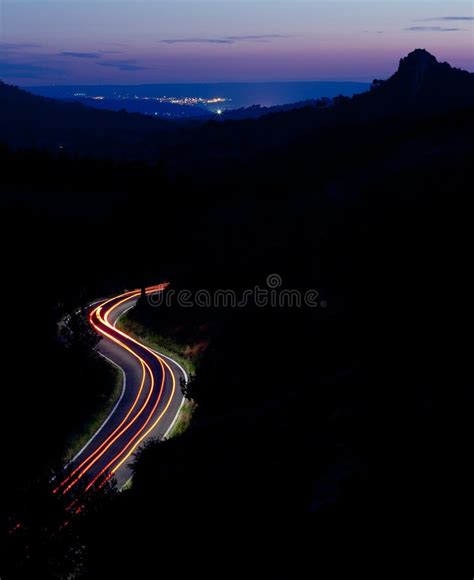 Mountain road at night stock image. Image of cityscape - 17052049