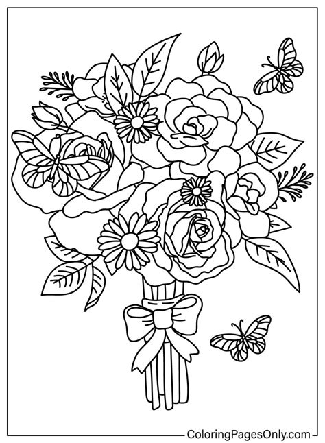 Free Flower Bouquet Coloring Page - Free Printable Coloring Pages