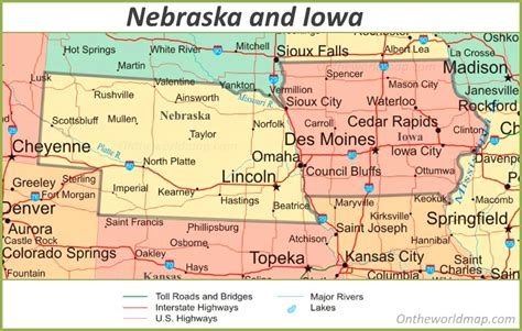 Map of Nebraska And Iowa