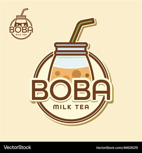 Bubble milk tea fresh drink logo Royalty Free Vector Image