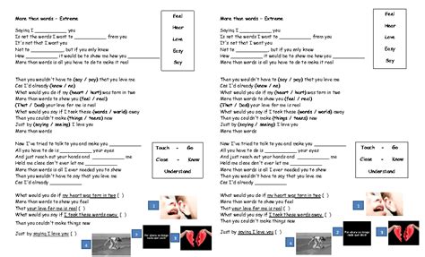 Song Worksheet: More Than Words by Extreme