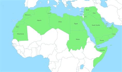 Premium Vector | Map of Arab World with borders of the states