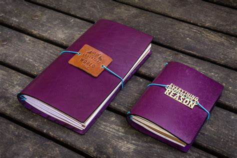 Handmade Traveler's Notebook Leather Cover - Purple - Galen Leather