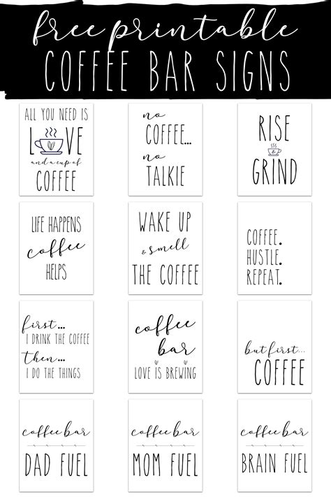 Printable Coffee Bar Signs