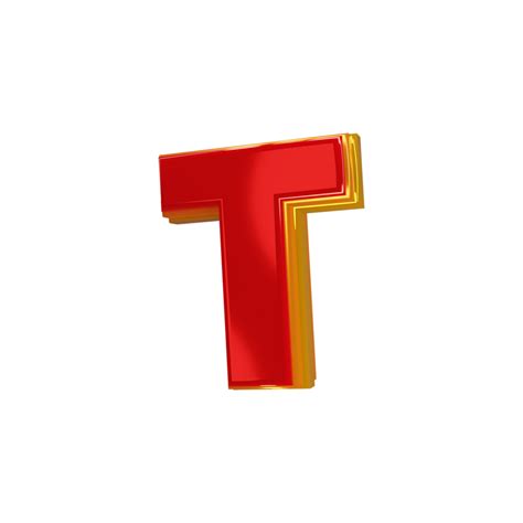 Glossy red alphabet with yellow 3d letter t 36876762 PNG
