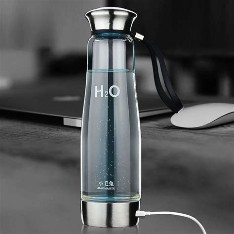 XIAOMAOTU 500ML Hydrogen Water Generator Glass Bottle Healthy Hydrogen Rich Water Bottle High ...