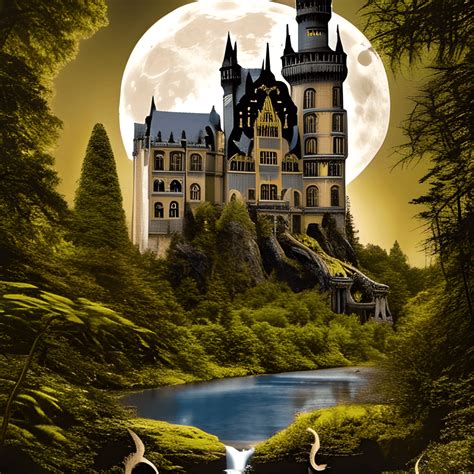 Gothic Castle at Night · Creative Fabrica