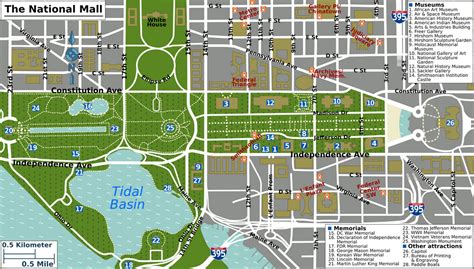 Map of Dc Monuments Layout | National mall map, Washington dc map, National mall washington