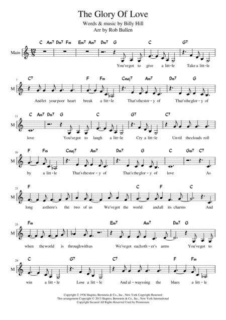 The Glory Of Love (arr. Rob Bullen) Sheet Music | The Platters | Instrumental Duet