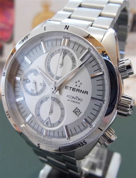 Eterna Kontiki Automatic Chronograph, Silver Dial, Bracelet