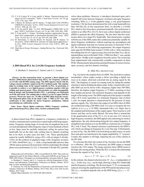 A DDS-based PLL for 2.4-GHz frequency synthesis