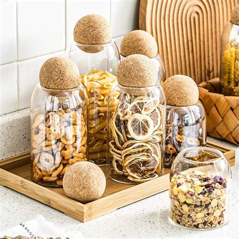 Glass Storage Jars Set With Cork Ball Lid/cork Lid Spice - Etsy