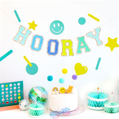 Varsity letter patch customizable paper garland - Blue Green Set ...